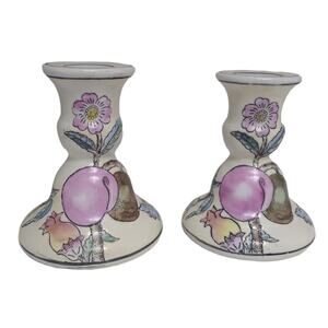 WBI Floral And Fruit Ceramic Candlesticks